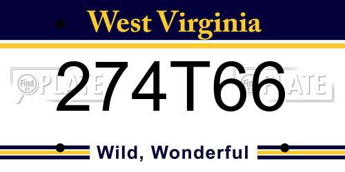 274T66 West Virginia License Plate