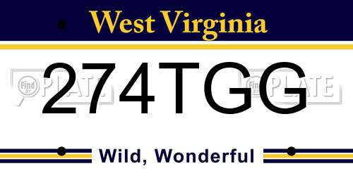 274TGG West Virginia License Plate