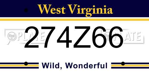 274Z66 West Virginia License Plate