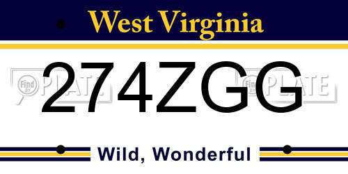 274ZGG West Virginia License Plate