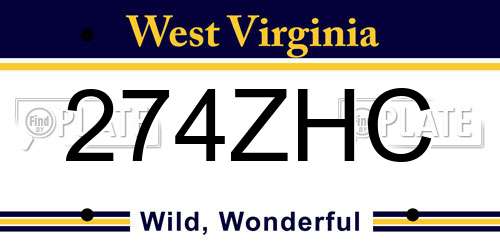 274ZHC West Virginia License Plate