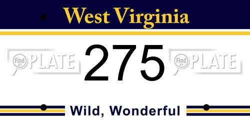 275 West Virginia License Plate