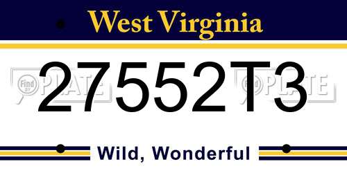 27552T3 West Virginia License Plate