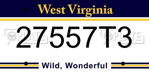27557T3 West Virginia License Plate