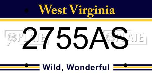 2755AS West Virginia License Plate