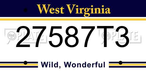 27587T3 West Virginia License Plate