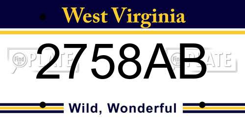 2758AB West Virginia License Plate