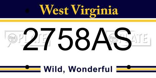 2758AS West Virginia License Plate