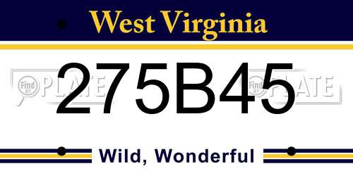 275B45 West Virginia License Plate