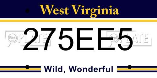 275EE5 West Virginia License Plate