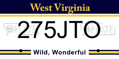 275JTO West Virginia License Plate