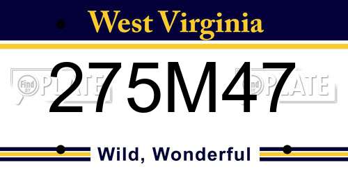 275M47 West Virginia License Plate
