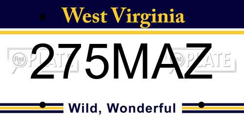 275MAZ West Virginia License Plate