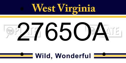 2765OA West Virginia License Plate