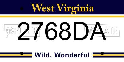 2768DA West Virginia License Plate