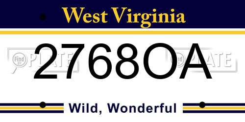 2768OA West Virginia License Plate