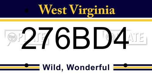 276BD4 West Virginia License Plate