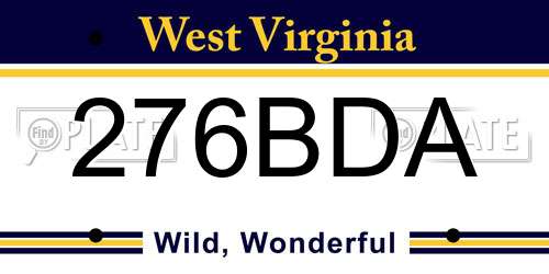 276BDA West Virginia License Plate
