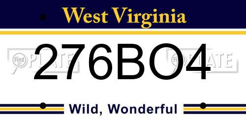 276BO4 West Virginia License Plate
