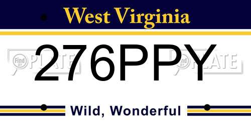 276PPY West Virginia License Plate