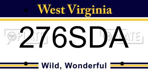 276SDA West Virginia License Plate