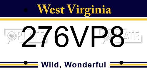 276VP8 West Virginia License Plate