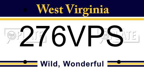 276VPS West Virginia License Plate
