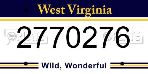 2770276 West Virginia License Plate