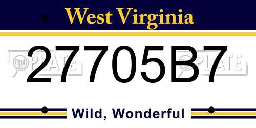 27705B7 West Virginia License Plate