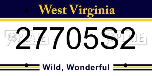 27705S2 West Virginia License Plate