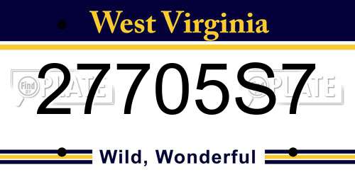 27705S7 West Virginia License Plate