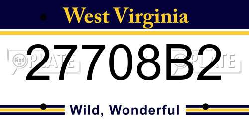 27708B2 West Virginia License Plate