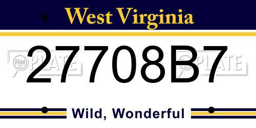 27708B7 West Virginia License Plate