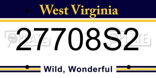 27708S2 West Virginia License Plate