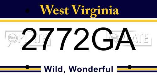 2772GA West Virginia License Plate