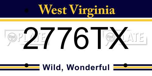 2776TX West Virginia License Plate