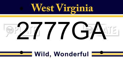 2777GA West Virginia License Plate