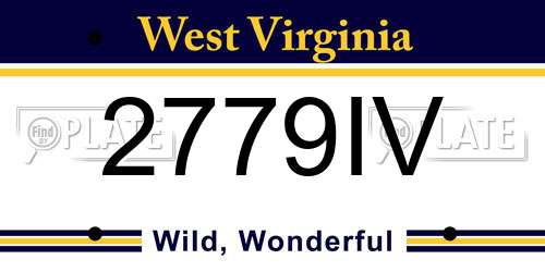 2779IV West Virginia License Plate