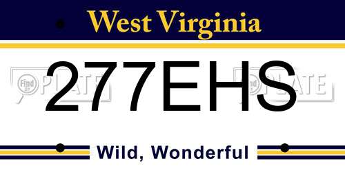 277EHS West Virginia License Plate
