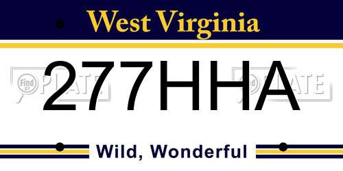 277HHA West Virginia License Plate