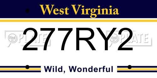 277RY2 West Virginia License Plate
