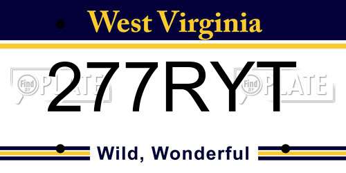 277RYT West Virginia License Plate