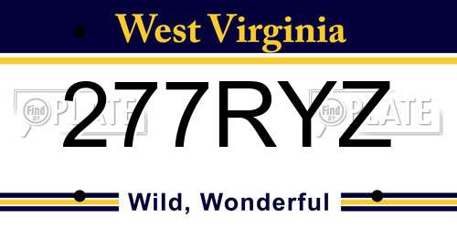 277RYZ West Virginia License Plate