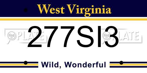 277SI3 West Virginia License Plate