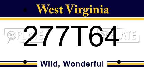 277T64 West Virginia License Plate