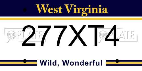 277XT4 West Virginia License Plate