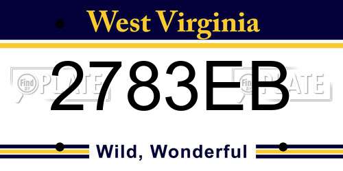 2783EB West Virginia License Plate