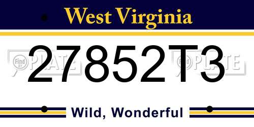 27852T3 West Virginia License Plate