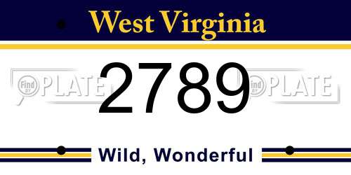 2789 West Virginia License Plate