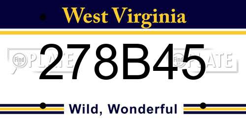 278B45 West Virginia License Plate